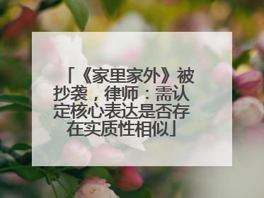 《家里家外》被抄袭，律师：需认定核心表达是否存在实质性相似