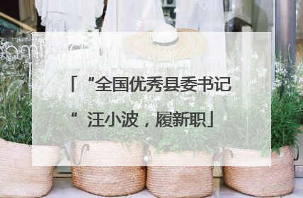“全国优秀县委书记”汪小波，履新职