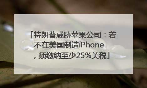 特朗普威胁苹果公司：若不在美国制造iPhone，须缴纳至少25%关税