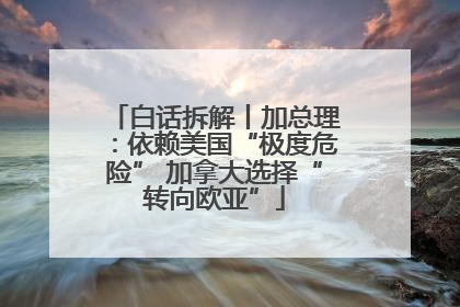 白话拆解丨加总理：依赖美国“极度危险” 加拿大选择“转向欧亚”