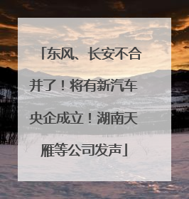 东风、长安不合并了！将有新汽车央企成立！湖南天雁等公司发声