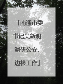 南通市委书记吴新明调研公安、边检工作