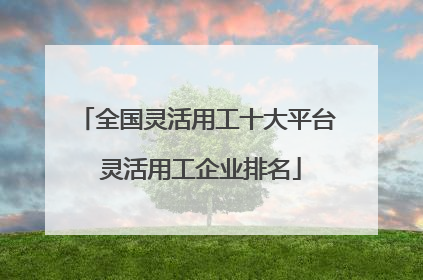 全国灵活用工十大平台 灵活用工企业排名
