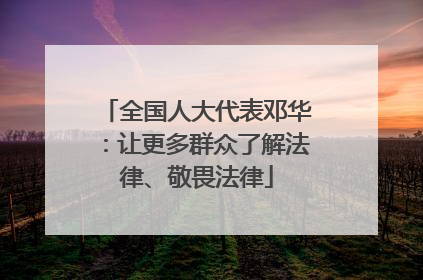 全国人大代表邓华：让更多群众了解法律、敬畏法律