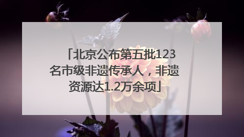 北京公布第五批123名市级非遗传承人，非遗资源达1.2万余项