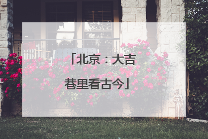 北京：大吉巷里看古今