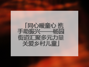 同心暖童心 携手助振兴——杨园街道汇聚多元力量关爱乡村儿童