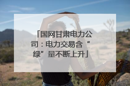 国网甘肃电力公司：电力交易含“绿”量不断上升