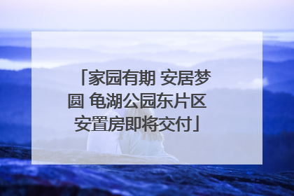家园有期 安居梦圆 龟湖公园东片区安置房即将交付