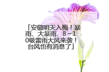 安徽明天入梅！暴雨、大暴雨、8～10级雷雨大风来袭！台风也有消息了