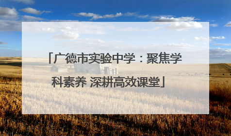 广德市实验中学：聚焦学科素养 深耕高效课堂