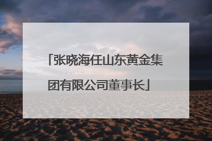 张晓海任山东黄金集团有限公司董事长