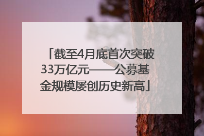截至4月底首次突破33万亿元——公募基金规模屡创历史新高