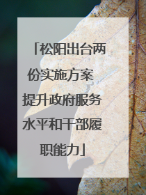 松阳出台两份实施方案 提升政府服务水平和干部履职能力