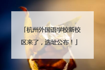杭州外国语学校新校区来了，选址公布！