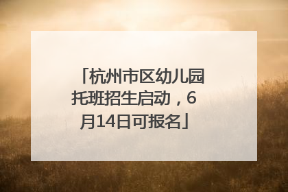 杭州市区幼儿园托班招生启动，6月14日可报名