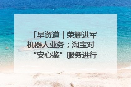 早资道｜荣耀进军机器人业务；淘宝对“安心鉴”服务进行逐步下线调整