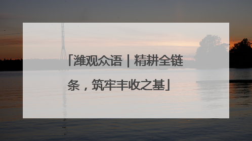 潍观众语｜精耕全链条，筑牢丰收之基