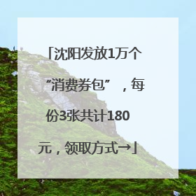 沈阳发放1万个“消费券包”，每份3张共计180元，领取方式→