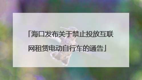 海口发布关于禁止投放互联网租赁电动自行车的通告