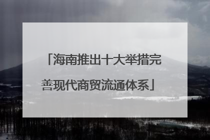 海南推出十大举措完善现代商贸流通体系