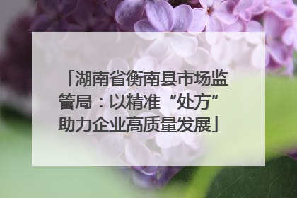 湖南省衡南县市场监管局：以精准“处方”助力企业高质量发展