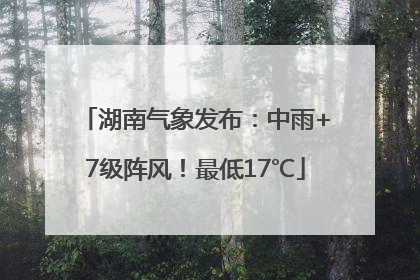 湖南气象发布：中雨+7级阵风！最低17℃