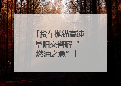 货车抛锚高速 阜阳交警解“燃油之急”