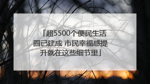 超5500个便民生活圈已建成 市民幸福感提升就在这些细节里