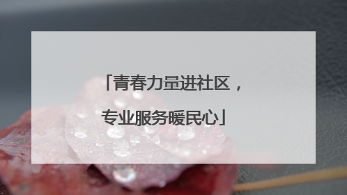 青春力量进社区，专业服务暖民心