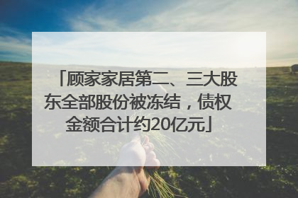 顾家家居第二、三大股东全部股份被冻结，债权金额合计约20亿元