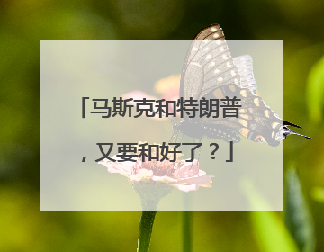 马斯克和特朗普，又要和好了？