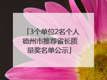 3个单位2名个人 德州市推荐省长质量奖名单公示
