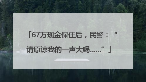 67万现金保住后，民警：“请原谅我的一声大喝……”